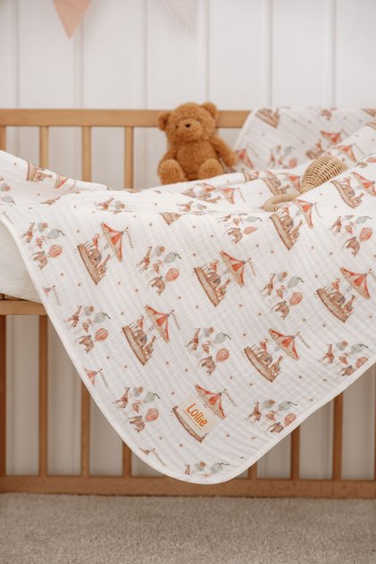 Organic 4 Layer Muslin Blanket Baby Kids 80X100 cm - Carousel