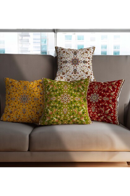 Iran Kilim Rug Patterned 4 Different Colors Set of Digital Print Gift Set of 4 Cushion Pillowcase