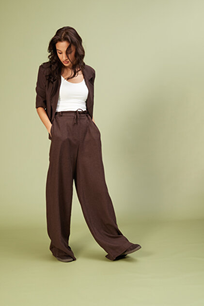 Lace-Up Linen Mixed Pants