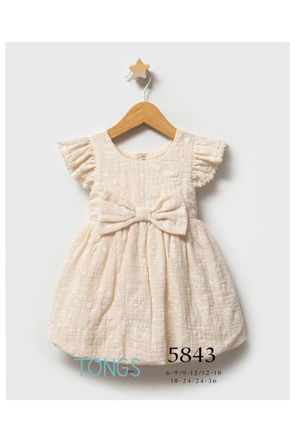 Baby Girl Crispy Flower Dress Beige 5843