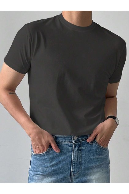 Men's Basic T-Shirt Crew Neck 100% Cotton Solid Color Comfortable Fit Casual T-Shirt