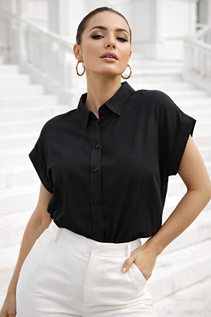 Rich Women's Black Oversize Short Sleeve Shirt - Price, Reviews