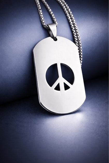 Imprint Design Stainless Steel Peace Symbol Necklace / Peace Necklace