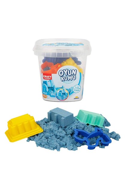 Caldarusa cu nisip kinetic Crafy Sand Albastru 350 g cu 3 forme