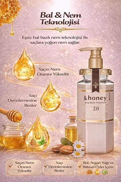 &Honey Deep Moist Hair Treatment 2.0 Saç Bakım Kremi 445 g | Yoğun