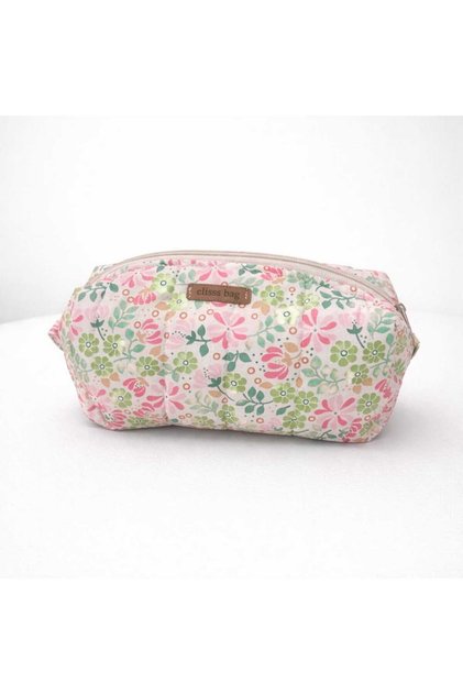 Women's Floral Patterned Makeup Bag - Fluffy Bag Organizer, Skincare Bag, 100% Cotton