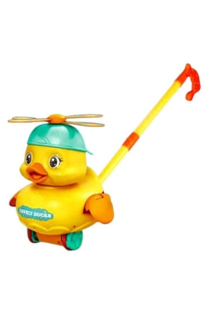 Играчка пате с перка за бутане и дърпане, 2+ години, за момчета и деца