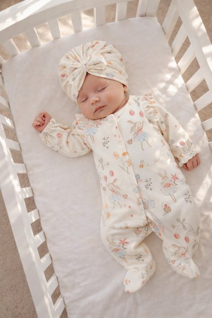 Balerina Bunny Newborn Organic Rompers and Hat 100% Cotton Baby Girl