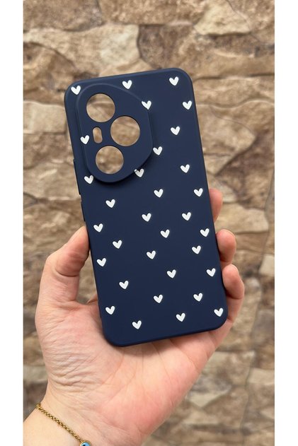 Honor 400 Pro Compatible Mini White Heart Patterned Silicone Shock-Absorbing Classic Protected Rubber Case