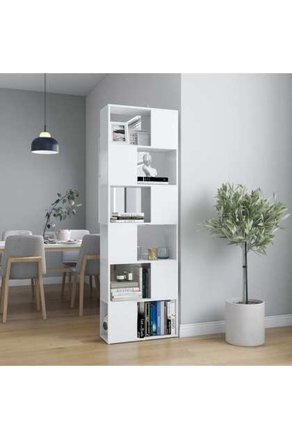 Bibliotecă/Separator cameră, alb, 60x24x186 cm