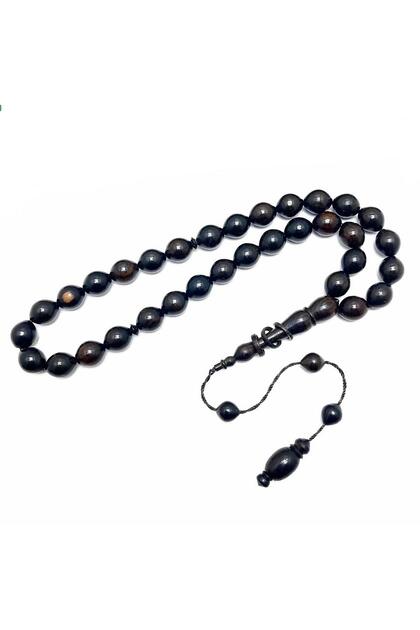 Round Cut Ebony Wood Prayer Beads with Tips