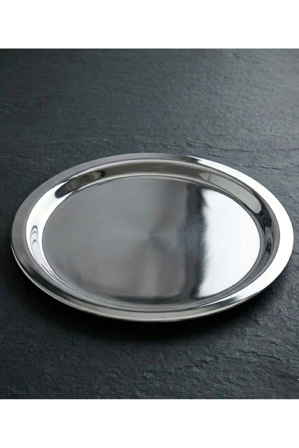 Luvia Simple Round Handleless Catering Tea Presentation Tray Premium 304 Stainless Steel 18/10 Cr-Ni
