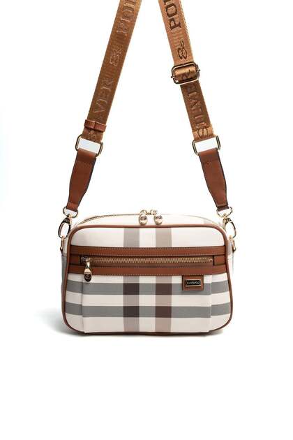 Cream - Tan Plaid Women's Crossbody Bag Sp1280