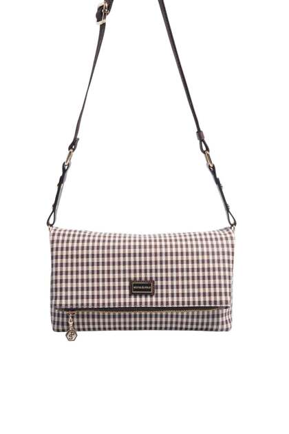 Coffee Yellow - Brown Plaid Line Square Women's Crossbody Bag Sp1278