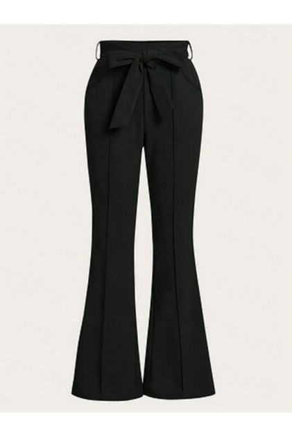 Black Tie-Waist Flared Pants