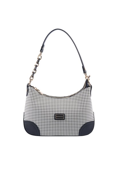 Black - Black Houndstooth Plaid Women's Shoulder Bag Sp1277