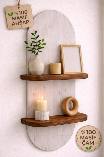 Ahşap Dekoratif Duvar Rafı (70 x 20 cm)