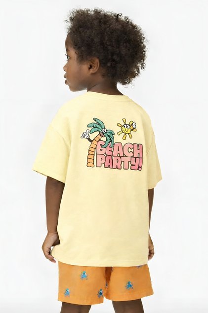 Beach Party Printed Oversized Unisex Children's T-Shirt 1Gh2