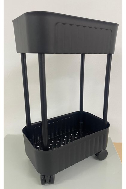 Multi-Purpose 2-Tier Shelf with Wheels (Black)