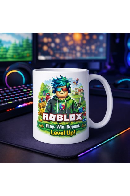 Cana personalizata Roblox pentru copii, model gamer, design color cu personaj