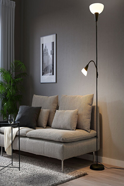 IKEA Siyah Beyaz Elegant Yer ve Okuma Lambası 178 cm Lambader