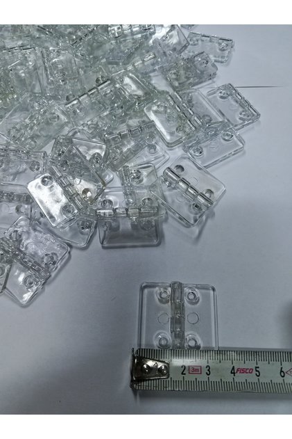 ŞEFFAF MENTEŞE - PLEKSİ MENTEŞE 3x3,5 cm (KIRILMAZ) 50´Lİ PAKET