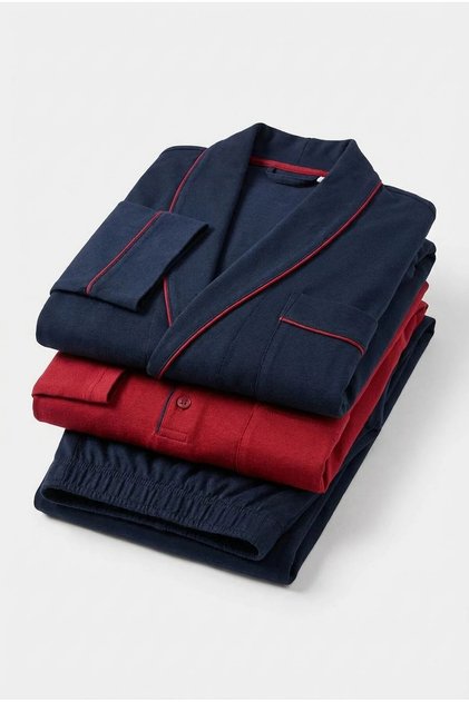2023 Men's 3-Piece Robe and Long Sleeve Pajama Set