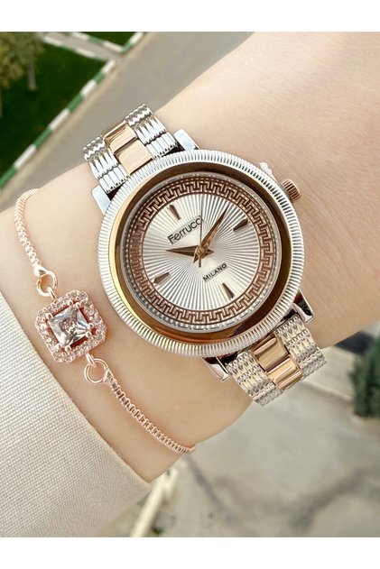 Yeni Sezon RoseGold Gümüş Kadın Kol Saati Ve Bileklik