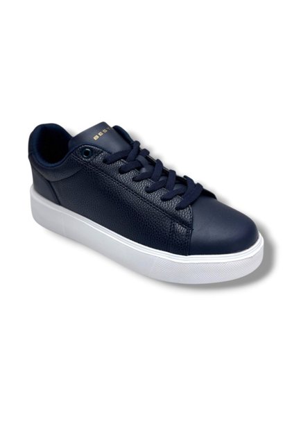 2083-26 Print Leather Anatomical Men's Sneakers Navy Blue White