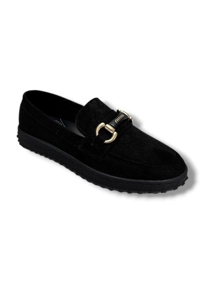 S1091-26 Suede Leather Buckled Anatomical Sole Women Ballet Flats