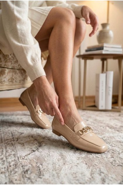 Elora Buckle Detail Daily Classic Patent Leather Women's Ballet Flats