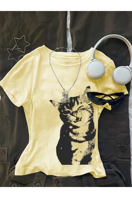Belt Boy Retro Cat's Cropped Bluz