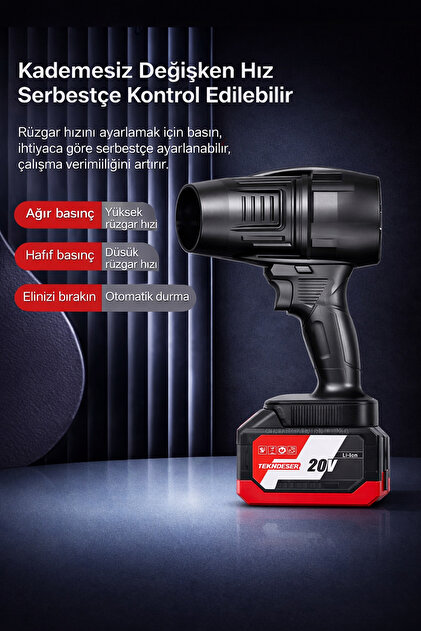 TeknoEser Şarjlı Hava Üfleme Makinesi 20V Kablosuz Blower