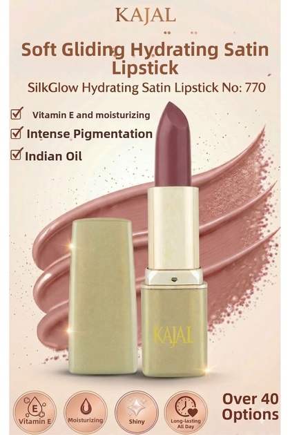 Soft Glazed Moisturizing Glossy Lipstick – Silkglow Hydrating Satin Lipstick No: 770