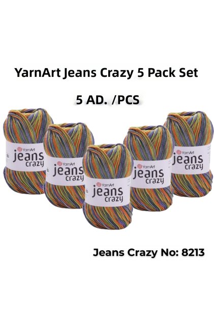 Yarn Art Jeans Crazy Knitting Yarn 8213 Punch Yarn 5-Pack
