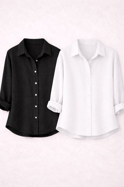 2-Piece Men's Flowy Long Sleeve Aerobin Fabric Shirt Set