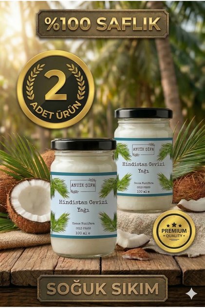 %100 Saf Hindistan Cevizi Yağı - Soğuk Sıkım (2 X 100ML)