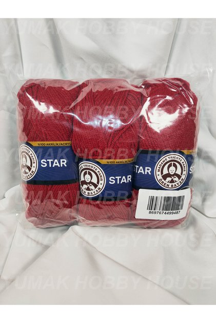 Star Flag Red Hand Knitting Yarn (3 Pieces) - Color: 155