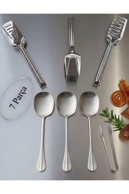 7 Parça Paslanmaz Çelik Servis Maşa Seti