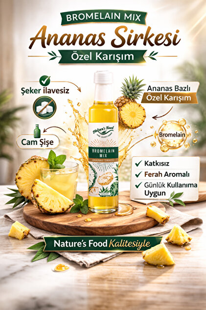 NATURES FOOD Bromelain Mix Şurubu Ananas Detoks Sirkesi 250ml