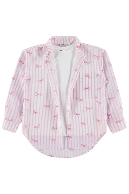 Bowknot Printed 6-9 Years Old Shirt - Pink