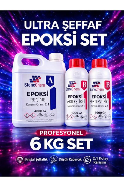 Ultra Şeffaf Epoksi Reçine 6 Kg – Ahşap, Tepsi ve Magnet Yapımı İçin (HEDİYELİ)