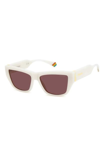 Ochelari de soare pentru femei PLD 6210/S/X VK6/KL, albi, dreptunghiulari, 55 mm