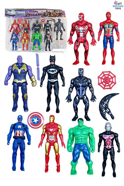 Brother Toys Süper Kahramanlar 9 Adet Figür Oyuncak Seti 12 Cm