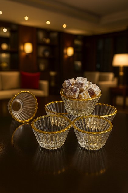 Set of 6 Stylish Glass Turkish Delight Bowls | Turkish Delight Bowl, Snack Bowl, Sauce Bowl, Presentation Bowl