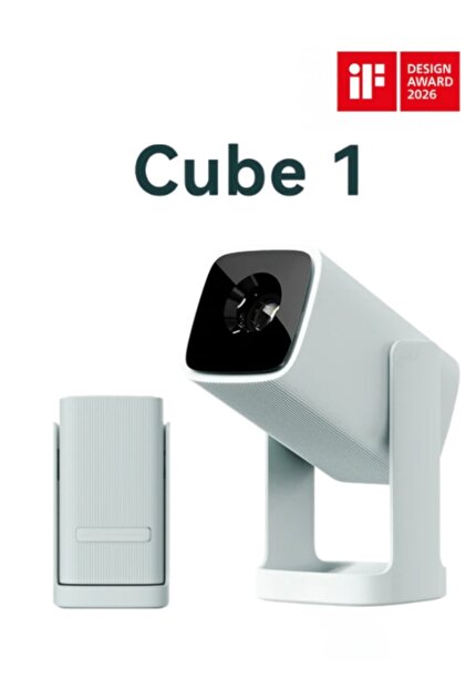Wanbo Cube 1 ホワイト 小型プロジェクター wanbo Cube 1 WiFi ve Bluetooth Özellikli Projektör, Google Sesli