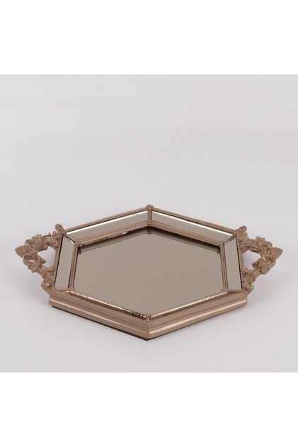 Hexagonal Mink Mirrored Tray