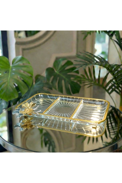 Luxury Gift Metal Leg Gold Rectangular Butterfly Presentation Cookie Holder - New Series