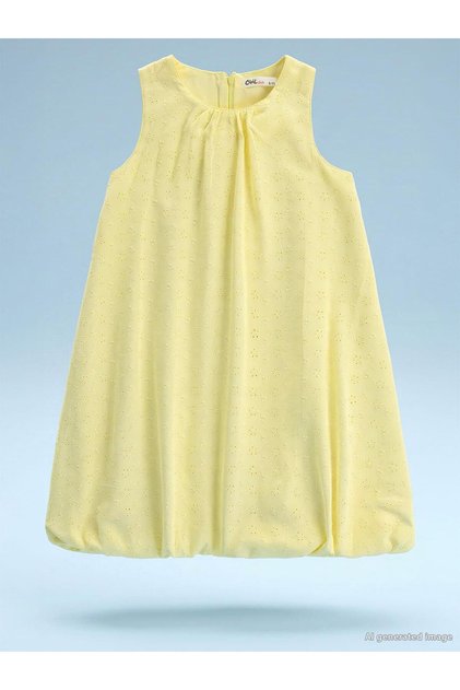 Balloon Skirt Dress for 6-9 Years - Yellow 7-8 Years