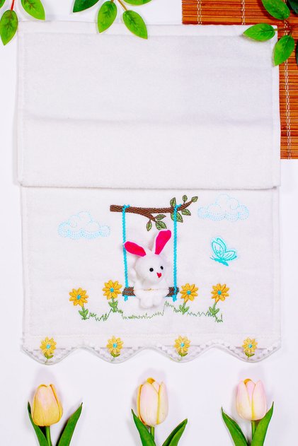 Velvet Kitchen Towels with Rabbit Figures and Mascot 30X50 cm
